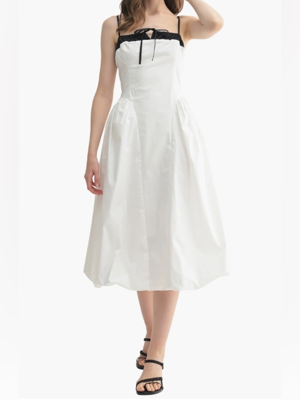 Lush Colorblock Bubble Midi Dress Black & White Size Small